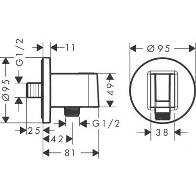 Przyłącze kątowe z uchwytem 36733820 Axor ShowerSolutions