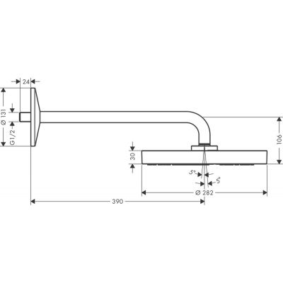Deszczownica z ramieniem 28x28 cm okrągła 48491990 Axor One