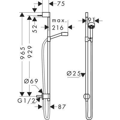 Axor One 48791340 zestaw prysznicowy ścienny
