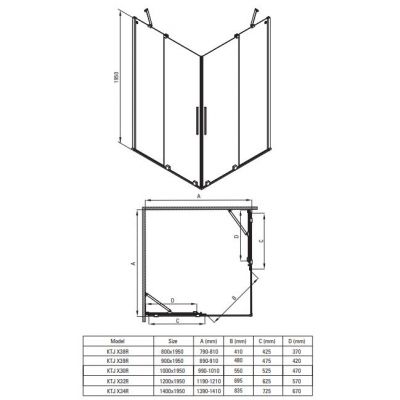 Ścianka prysznicowa walk-in 100 cm złoty szczotkowany/szkło przezroczyste KTJR30R Deante Prizma