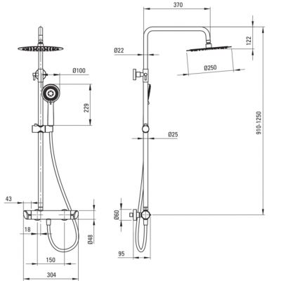 Zestaw prysznicowy ścienny z deszczownicą grafitowy NACD1QK Deante Arnika