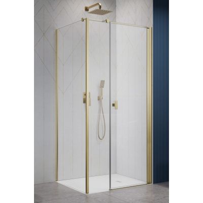Drzwi prysznicowe 140 cm uchylne złoty szczotkowany/szkło przezroczyste 100231409901R Radaway Nes Brushed Gold KDS I