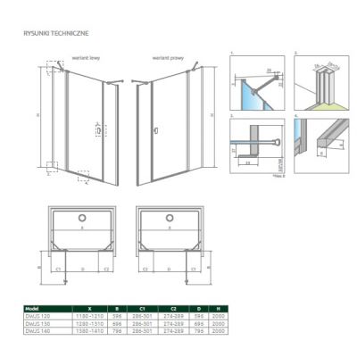 Drzwi prysznicowe 120 cm uchylne miedź szczotkowany/szkło przezroczyste 100381209301R Radaway Nes Brushed Copper DWJS
