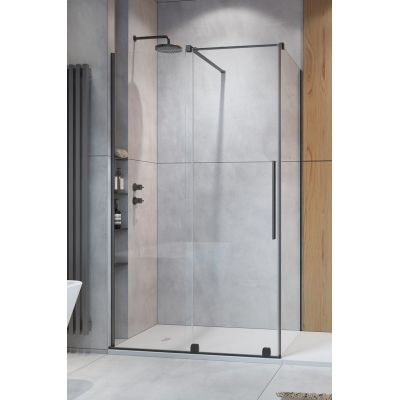 Drzwi prysznicowe 82.2 cm rozsuwane szczotkowany/szkło przezroczyste 101048229201L Radaway Furo Brushed Gunmetal KDJ