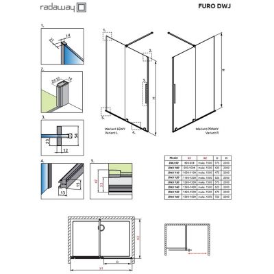 Zestaw Radaway 101077229201L, 101106800101