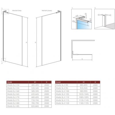 Ścianka prysznicowa 110 cm szczotkowany/szkło przezroczyste 103191149101L Radaway Modo SL Brushed Nickel II