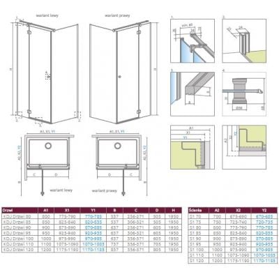 Drzwi prysznicowe uchylne 1332100101R Radaway Torrenta KDJ