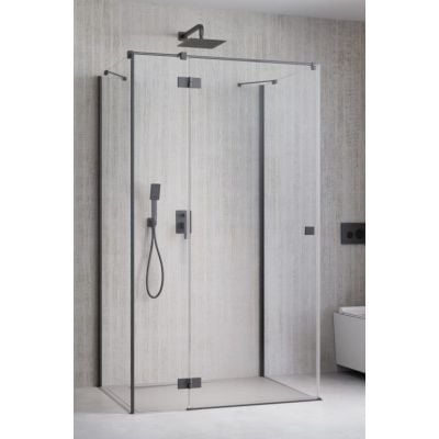 Drzwi prysznicowe 110 cm uchylne gunmetal szczotkowany/szkło przezroczyste 13850239201L Radaway Essenza Brushed GunMetal KDJ+S