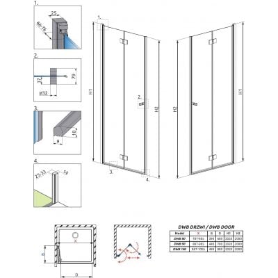 Drzwi prysznicowe 90 cm składane do wnęki 3850760101R Radaway Essenza New