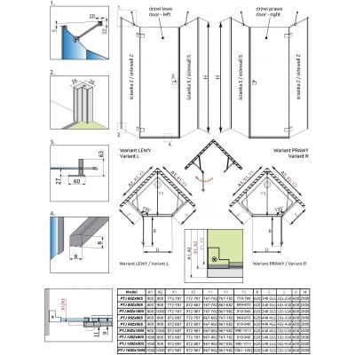 Drzwi prysznicowe 90 cm uchylne złoty szczotkowany/szkło przezroczyste 13850109901L Radaway Essenza Brushed Gold PTJ