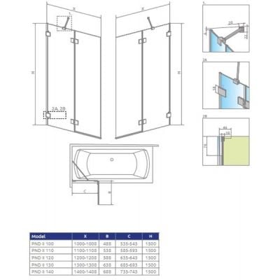 Parawan nawannowy dwuczęściowy 101021009301R Radaway Essenza Pro Brushed Copper PND II