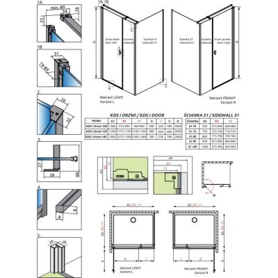 Drzwi prysznicowe 140 cm uchylne złoty szczotkowany/szkło przezroczyste 100231409901R Radaway Nes Brushed Gold KDS I