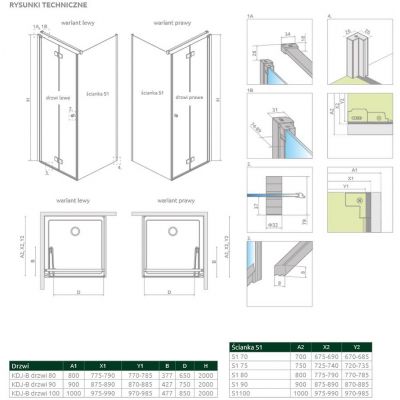 Drzwi prysznicowe 100 cm uchylne szczotkowany/szkło przezroczyste 100251009101L Radaway Nes Brushed Nickiel KDJ B