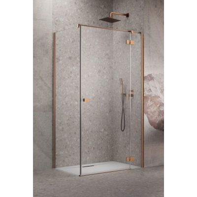 Drzwi prysznicowe 120 cm uchylne miedź szczotkowany/szkło przezroczyste 13850429301R Radaway Essenza New KDJ