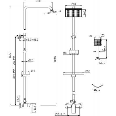 Ferro Algeo Square NP74BAQ7U zestaw prysznicowy