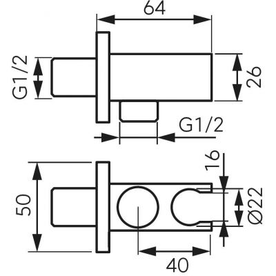 Ferro PKN15BL przyłącze kątowe z uchwytem