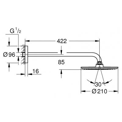 Deszczownica 21x21 cm okrągła starlight chrome 26171000 Grohe Cosmopolitan