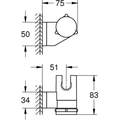 Uchwyt prysznicowy 26183001 Grohe Vitalio Universal