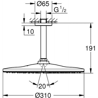 Deszczownica z ramieniem 31x31 cm okrągła starlight chrome 26560000 Grohe Rainshower