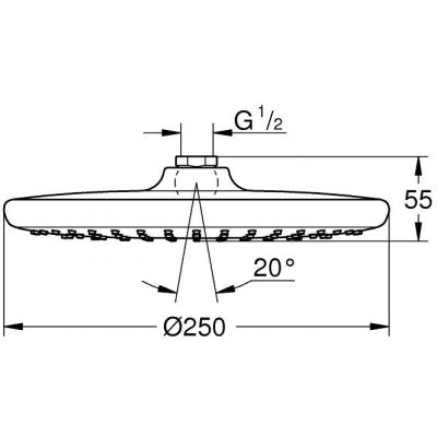 Deszczownica 25x25 cm okrągła chrom 26815000 Grohe Vitalio Start Shower System