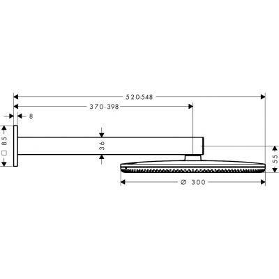 Deszczownica z ramieniem 30x30 cm okrągła czarna 24541670 Hansgrohe Raindance Alive S
