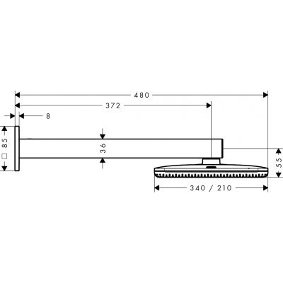 Deszczownica z ramieniem 34.3x21.4 cm prostokątna chrom 24550000 Hansgrohe Raindance Alive Q