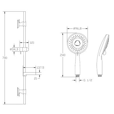 Invena Milos Exe AU21P01 zestaw prysznicowy