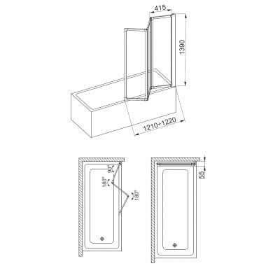 Parawan nawannowy trzyczęściowy 17004010P KFA Armatura Standard