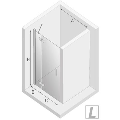 Drzwi prysznicowe 90 cm uchylne czarny mat/szkło przezroczyste D0195A New Trendy New Renoma Black