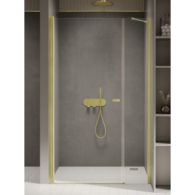 Drzwi prysznicowe 110 cm uchylne złoty szczotkowany/szkło przezroczyste D0941AWP New Trendy New Soleo Light Gold