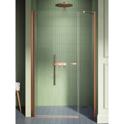 Drzwi prysznicowe 100 cm uchylne miedź szczotkowany/szkło przezroczyste D0946AWP New Trendy New Soleo