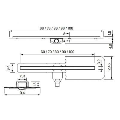Odpływ liniowy 60 cm złoty OL0081 New Trendy Visio Slim Gold