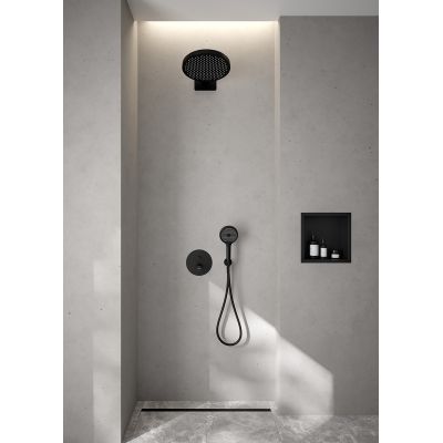 Deszczownica 32x32 cm okrągła czarny mat 37009300 Oltens Regna