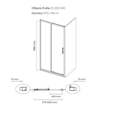 Drzwi prysznicowe 100 cm rozsuwane chrom połysk/szkło przezroczyste 21200100 Oltens Fulla