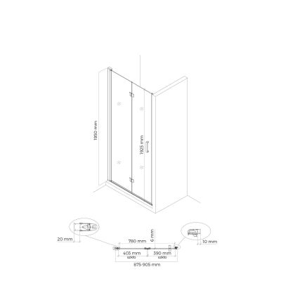 Drzwi prysznicowe 90 cm składane do wnęki 21201300 Oltens Hallan