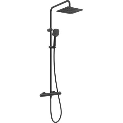Zestaw prysznicowy ścienny termostatyczny z deszczownicą czarny mat 36501300 Oltens Atran