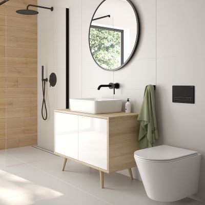 Ścianka prysznicowa 80 cm czarny mat/szkło przezroczyste 22000300 Oltens Bo