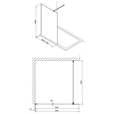 Ścianka prysznicowa 110 cm DNR11XCRTR Omnires Marina