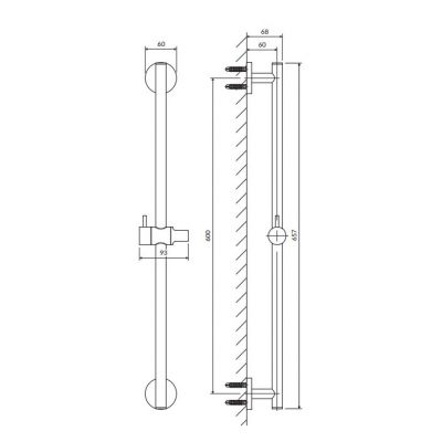 Drążek prysznicowy 66 cm DR12CR Omnires Y