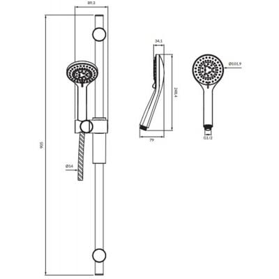 Omnires Yosemite YOSEMITESXLUXCR zestaw prysznicowy ścienny chrom