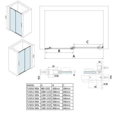 Drzwi prysznicowe 110 cm uchylne chrom połysk/szkło przezroczyste TL5011 Polysan Thron Line