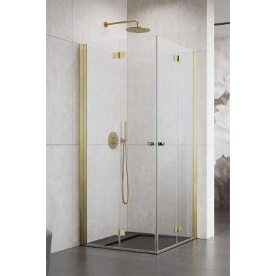 Drzwi prysznicowe 80 cm składane złoty szczotkowany/szkło przezroczyste 100240809901R Radaway Nes Brushed Gold KDD B