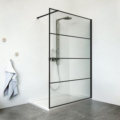 Ścianka prysznicowa walk-in 100 cm czarny mat/szkło przezroczyste PLH10020NPE Roth Walk In