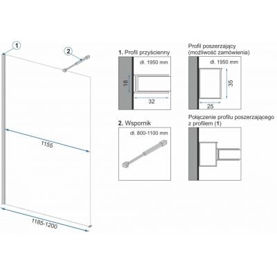 Ścianka prysznicowa 120 cm REAK6599 Rea Aero