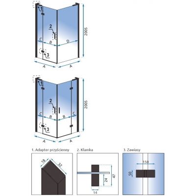 Ścianka prysznicowa 80 cm REAK6607 Rea Hugo
