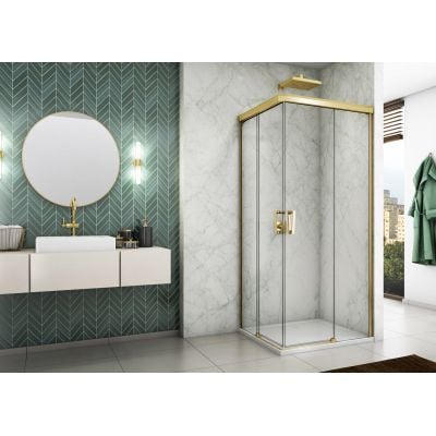 Drzwi prysznicowe 80 cm rozsuwane złoty połysk/szkło przezroczyste CAE2D0801207 SanSwiss Cadura