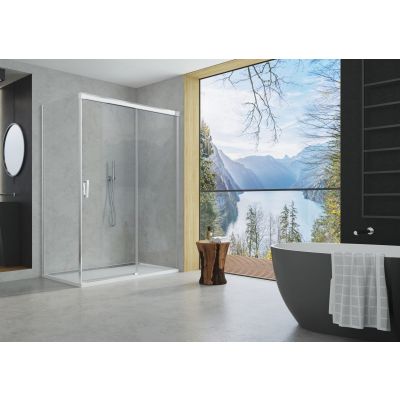 Drzwi prysznicowe 130 cm rozsuwane srebrny połysk/szkło przezroczyste CAS2D1305007 SanSwiss Cadura