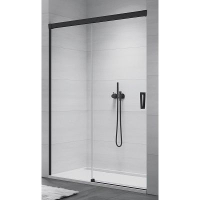 Drzwi prysznicowe 110 cm rozsuwane czarny mat/szkło przezroczyste CAS2G1100607 SanSwiss Cadura
