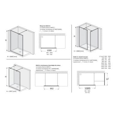 Ścianka prysznicowa walk-in 100 cm /szkło przezroczyste AMP716100M Roca District