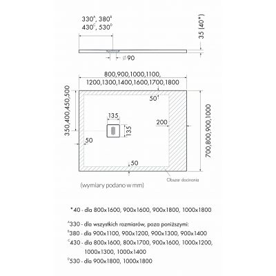 Brodzik prostokątny 90x120 cm beżowy 3SPP1P90120PKSTM1PKST Schedline Protos Cashmere Stone